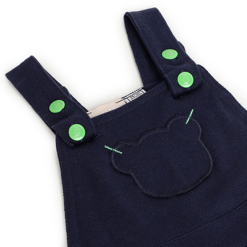 Boys Dark Blue Applique Short Dungaree image number 2